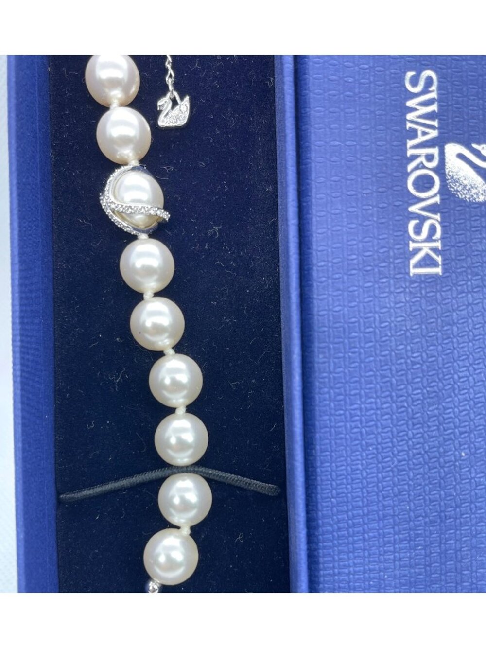 Pearl Bead Bracelet Swarovski Crystal Pavé Ring Rhodium Retired Nude Collection - Picture 10 of 16
